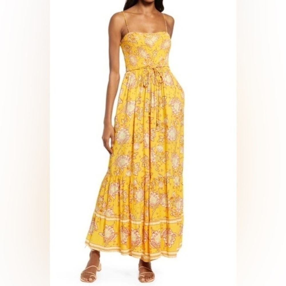 Free People little of your love paisley print jumpsuit in marigold yellow size M